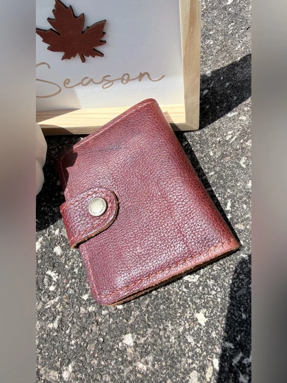 Portland Leather Goods Burgundy Pebbled Leather Wallet. Brand new
